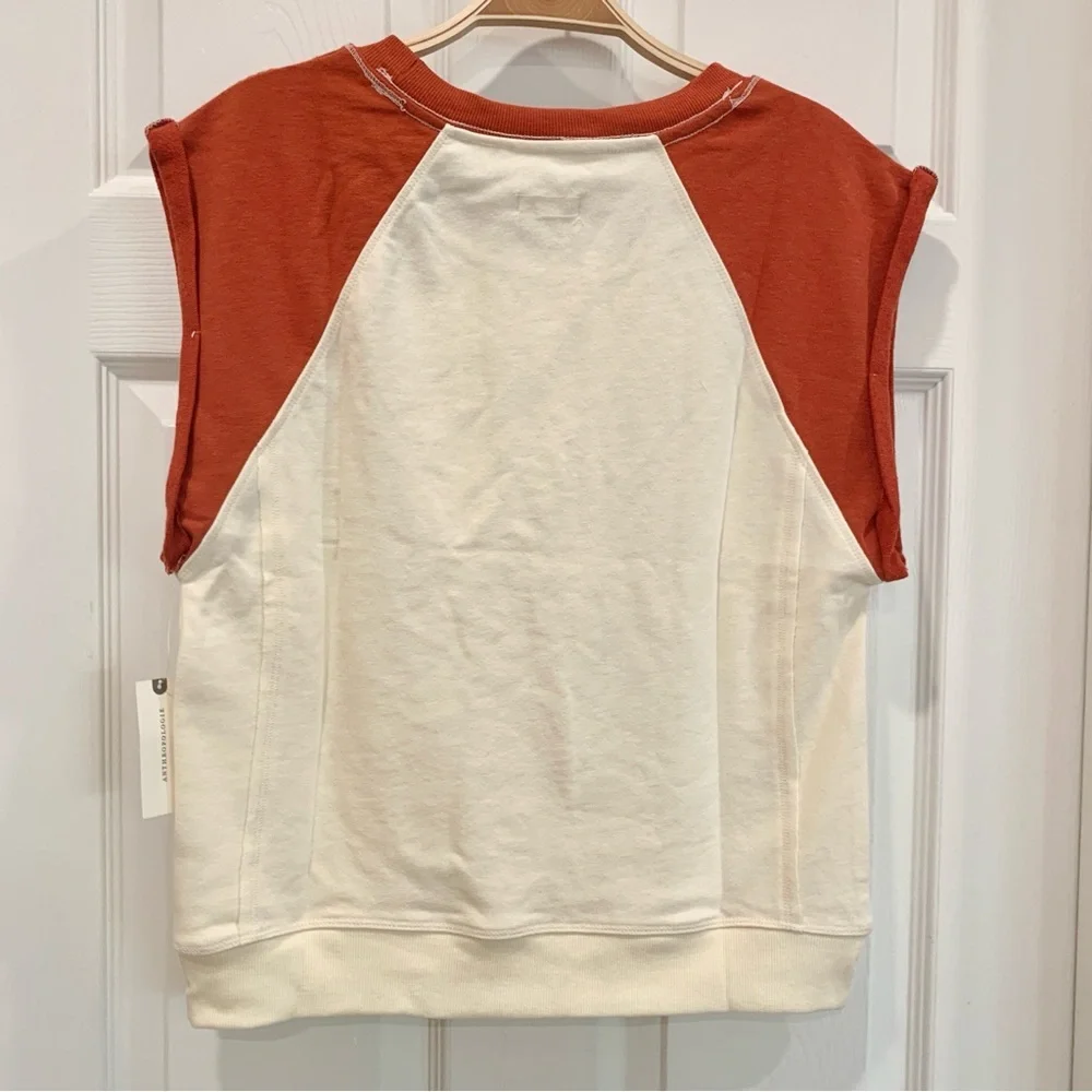🌺 ANTHROPOLOGIE Pilcro Muscle Sweatshirt Tank in California Poppy Flower Red - Picture 8 of 15